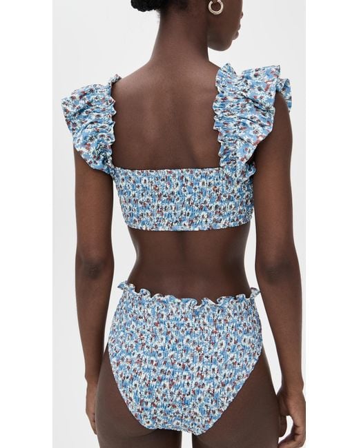 Sea Blue Whitney Flutter Sleeve Bikini Top