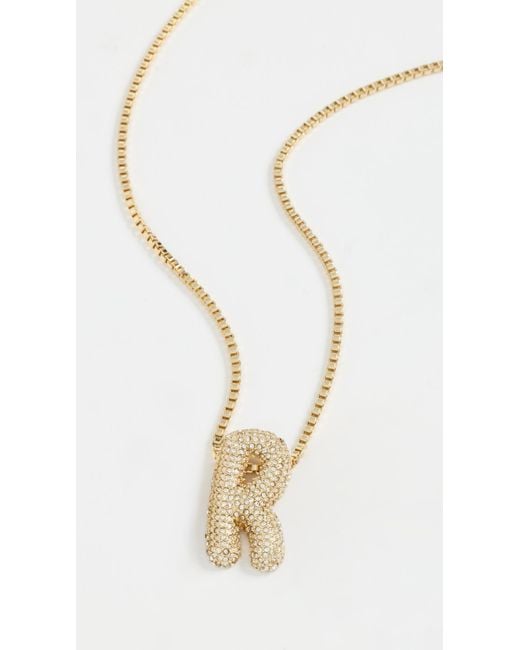 BaubleBar White Pave Bubble Initial Necklace
