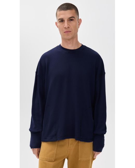 Nicholas Daley Blue Waffle Crew Neck Shirt for men