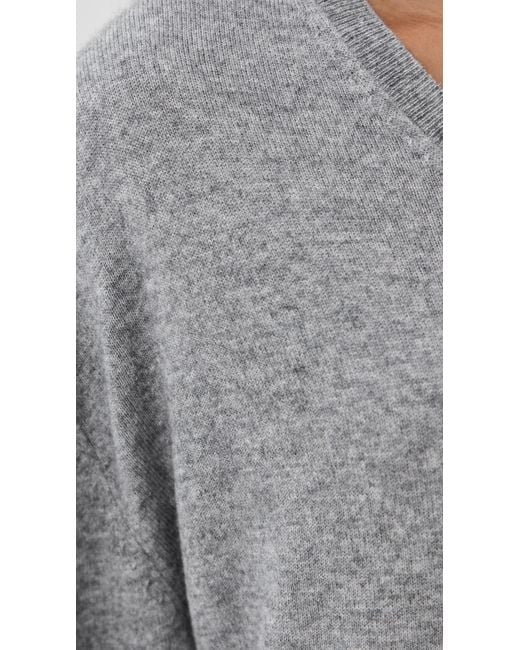 Tibi Gray Washable Cashmere Easy V Neck Sweater