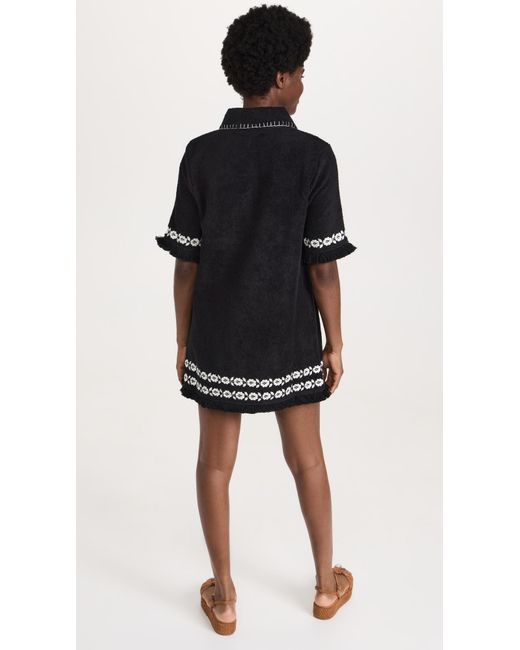 Sea Black Katya Embroidered Short Sleeve Cover Up Dress