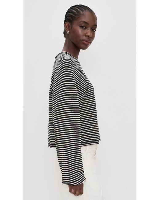 Madewell Black Striped Curved Long-Sleeve Tee