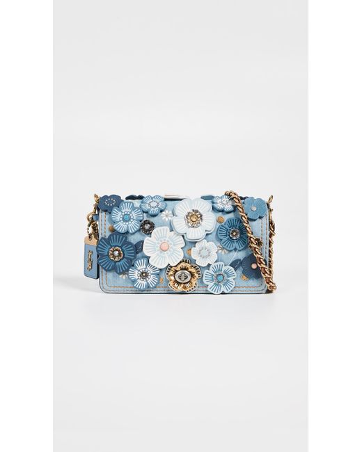 COACH Blue Denim Tea Rose Dinky Bag