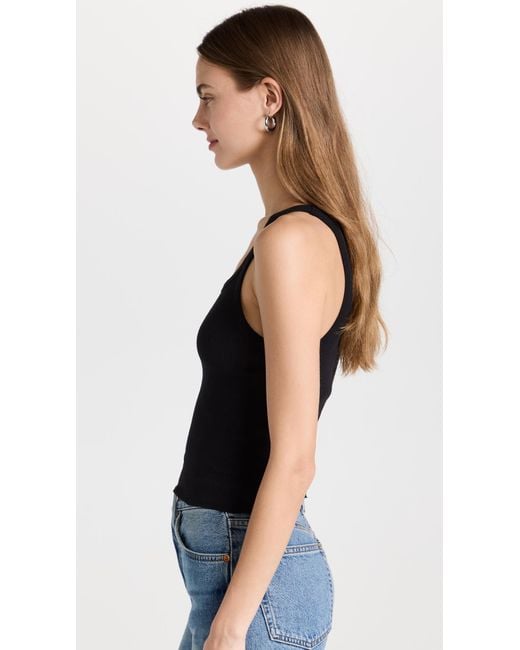 Re/done Black Cropped Ribbed Tank