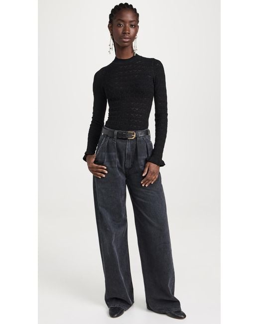 Sea Black Rue Fine Knit Gauge Knit High Neck Sweater