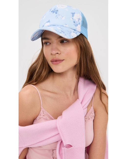 LoveShackFancy Blue Joni Trucker Hat