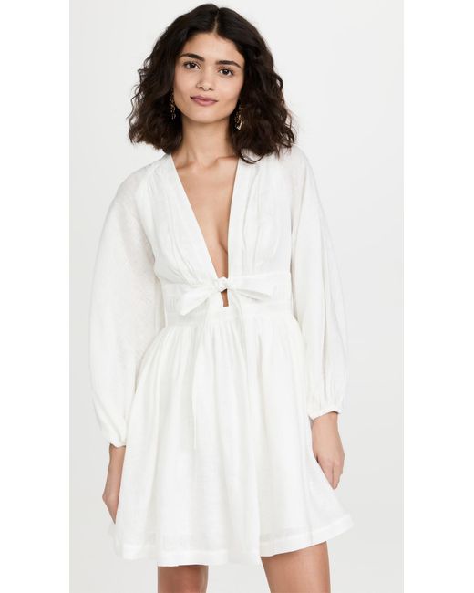 Zimmermann Rosa Plunge Bow Mini Dress in White Lyst Canada