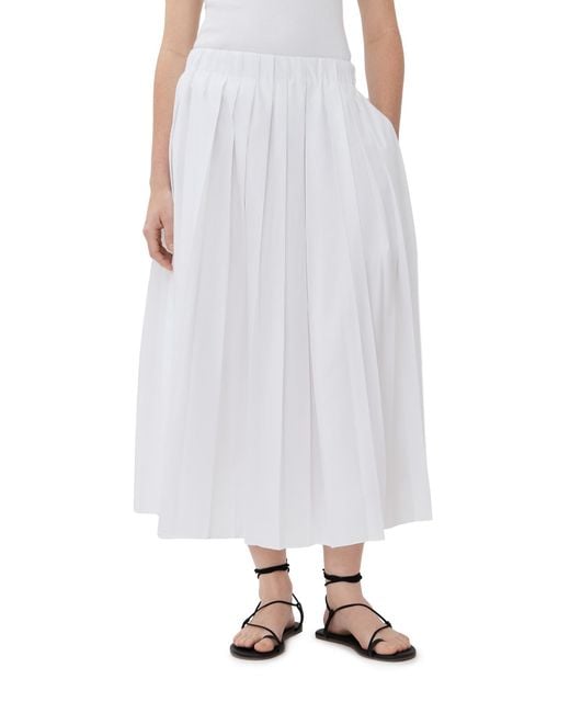 Tibi White Pleated Pull-On Skirt