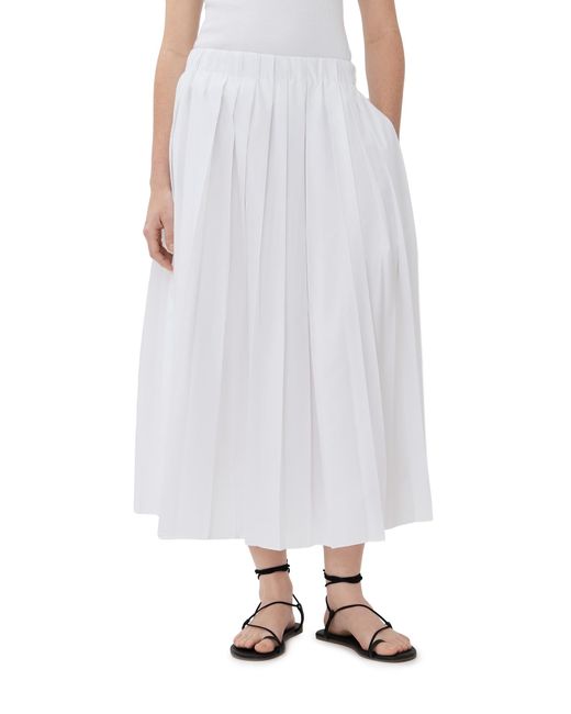 Tibi White Pleated Pull-On Skirt