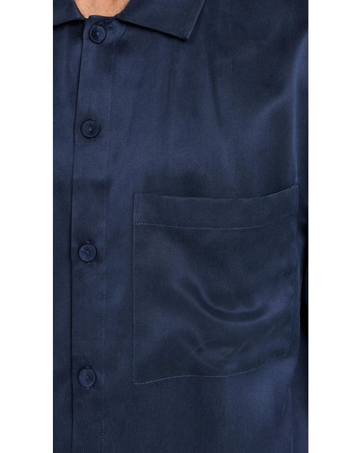 Lunya Blue Washable Silk Button Up Set for men