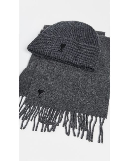 AMI Gray Wool Scarf for men