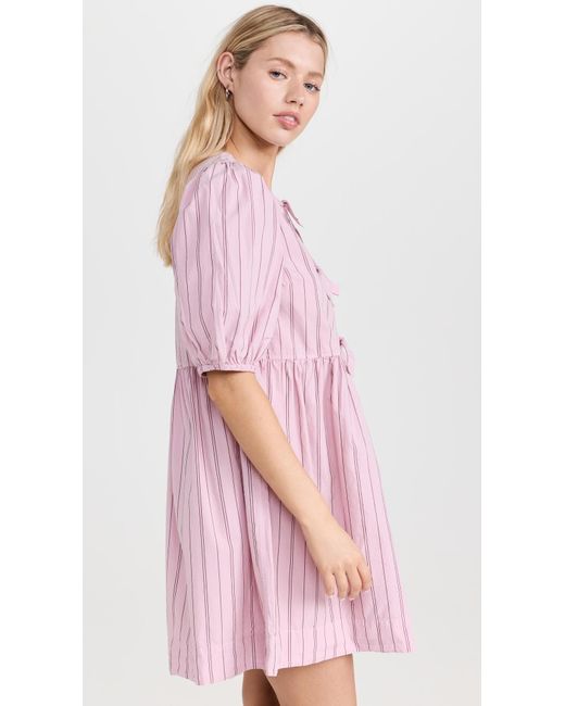 open lace back dress Barbados Cherry Stripe Cotton Mini Bow Tie Dress main image 1