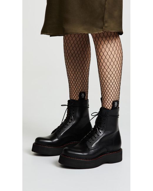 R13 Black Platform Combat Boots