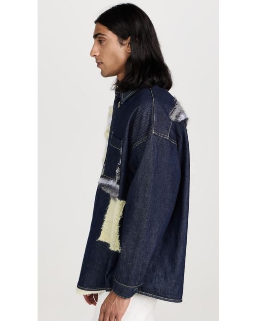 Marni Blue Patchwork Denim Overshirt for men