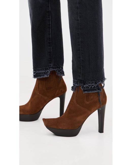 R13 Brown Pointy Toe Platform Heel Boots