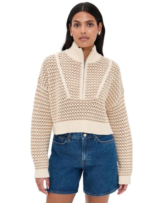 Staud Blue Cropped Hampton Sweater