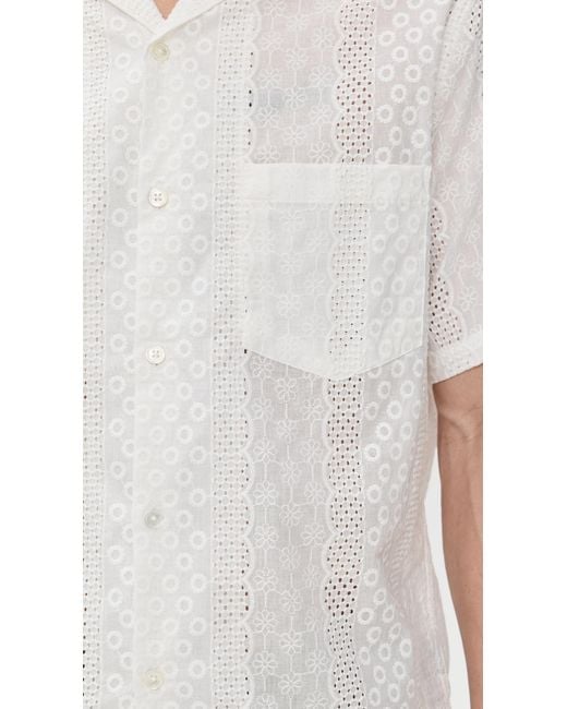Portuguese Flannel White Santos Camp Collar Shirt for men