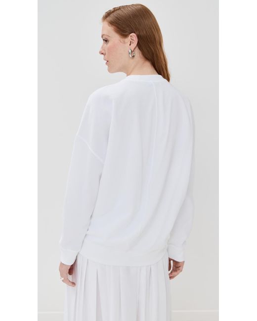 Tibi White Lightweight Crew Neck Sweatshirt