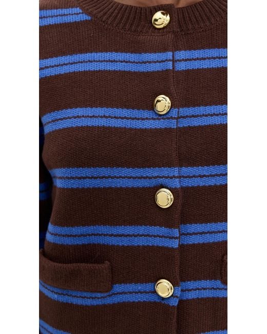 English Factory Blue Striped Button Cardigan
