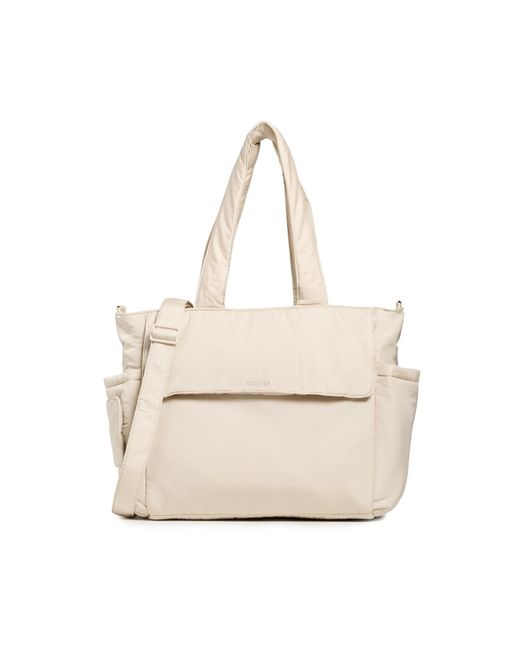 CALPAK White Diaper Tote Bag With Laptop Sleeve