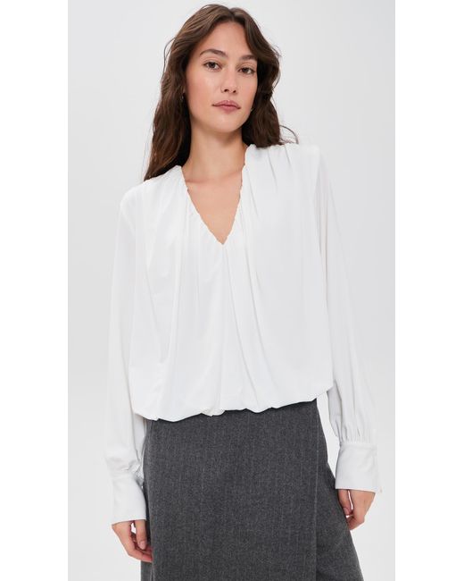Vince White V Neck Bubble Top