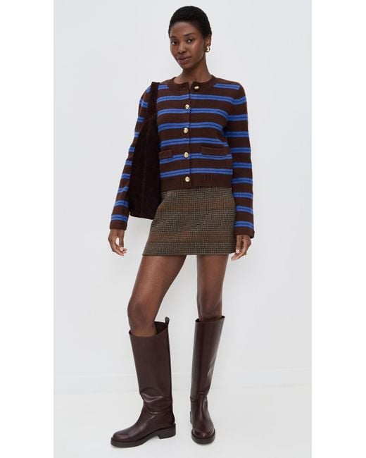 English Factory Blue Striped Button Cardigan