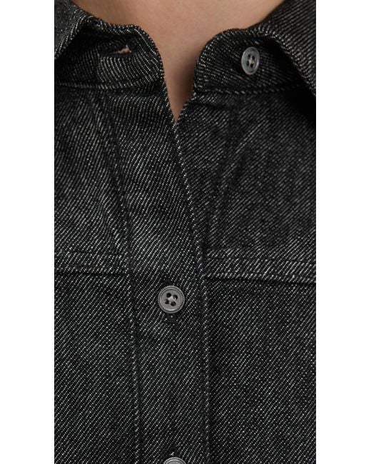 Alice + Olivia Black Finely Short Raw Hem Button Down