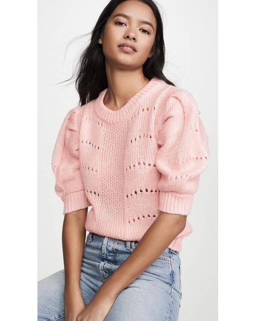English Factory Pink Short Puff Sleeve Sweater