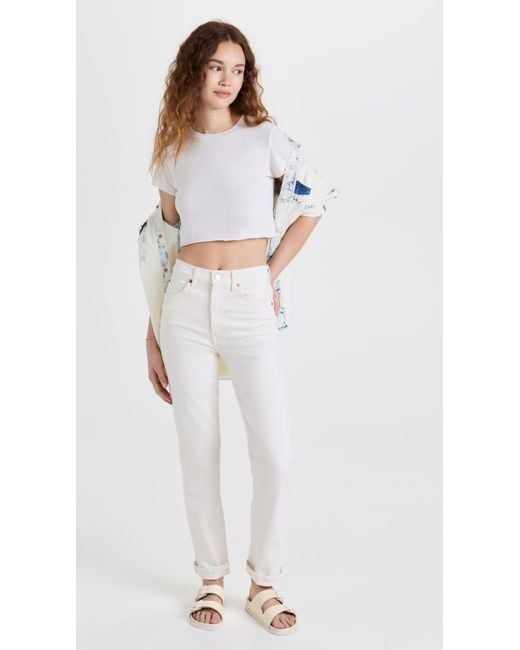 Re/done White Cropped 60S Slim Tee