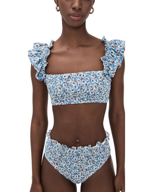 Sea Blue Whitney Flutter Sleeve Bikini Top