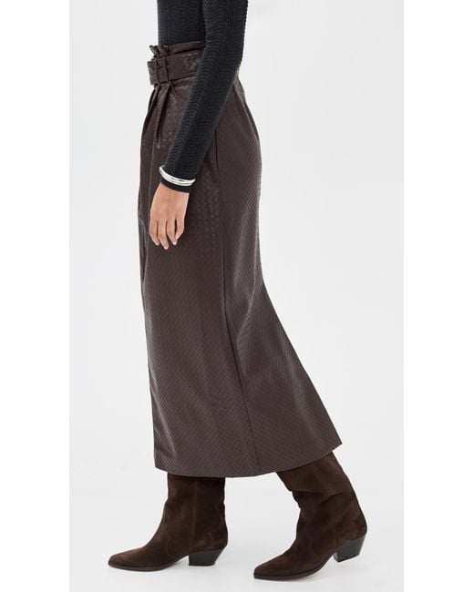 ROTATE BIRGER CHRISTENSEN Black Midi Paper Waist Skirt