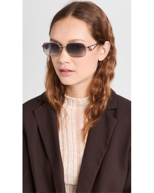 Prada Black Rectangular Triangle Logo Sunglasses