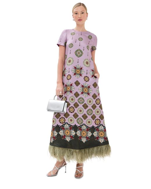 LaDoubleJ Multicolor Feather Swing Dress
