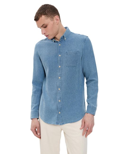 Taylor Stitch Blue The Jack Cotton Waffle Shirt for men