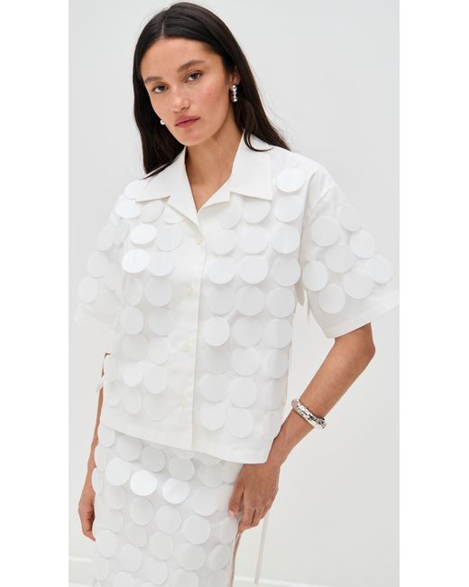 MSGM White Paillettes Collar Blouse