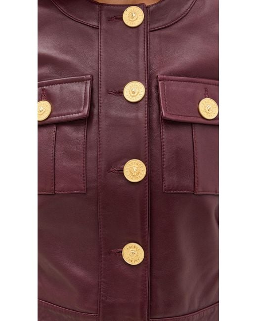 L'Agence Red Deidra Collarless Jacket