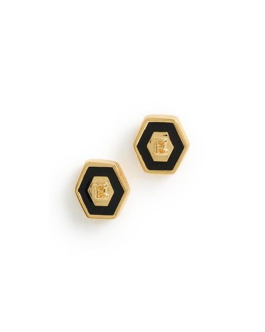 Gwen Beloti Multicolor Initial Hex Stud Earrings