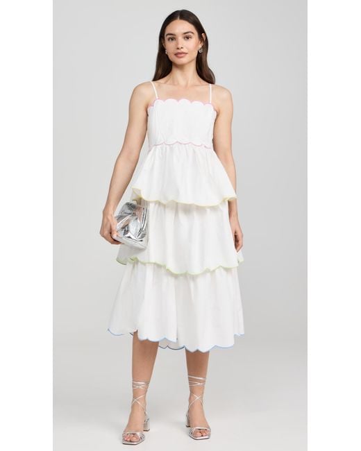 English Factory White Engish Factory Scaop Seeveess Tiered Dress