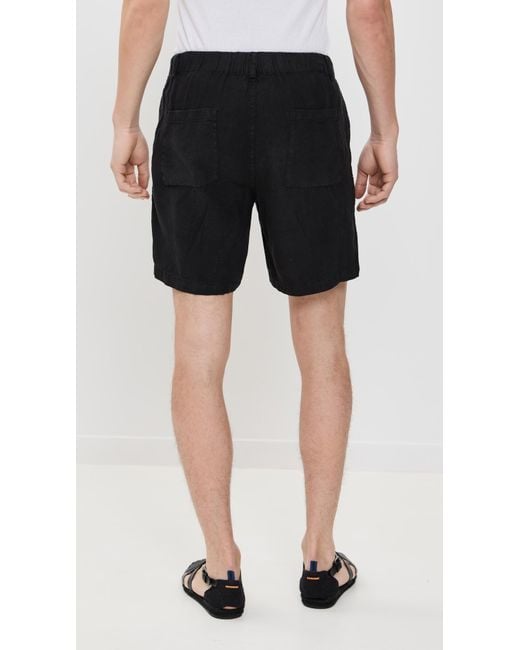 Bather Black Linen Leisure Shorts 6.25 for men