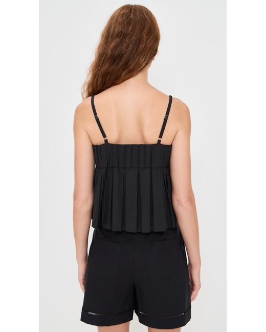 Theory Black High Low Pleated Cami