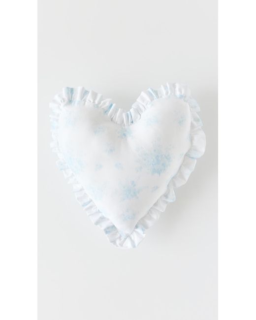 LoveShackFancy White Heart Ruffle Pillow