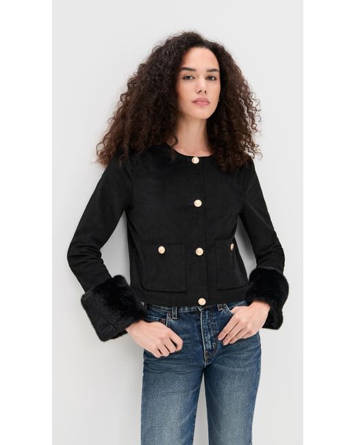 Wayf Black Fur Trim Jacket