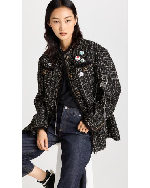 R13 Slouch Tweed Jacket in Black/Gold Tweed (Black) Lyst
