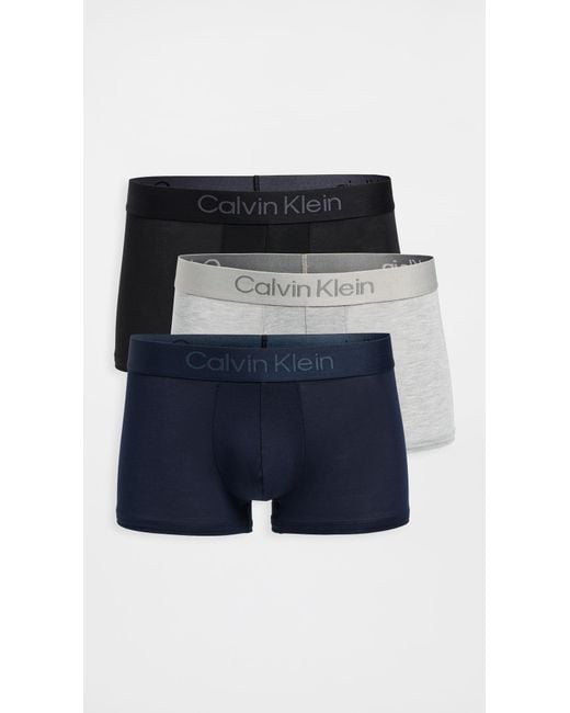 Calvin Klein Blue Ultra Soft Modal 3-Pack Trunks for men