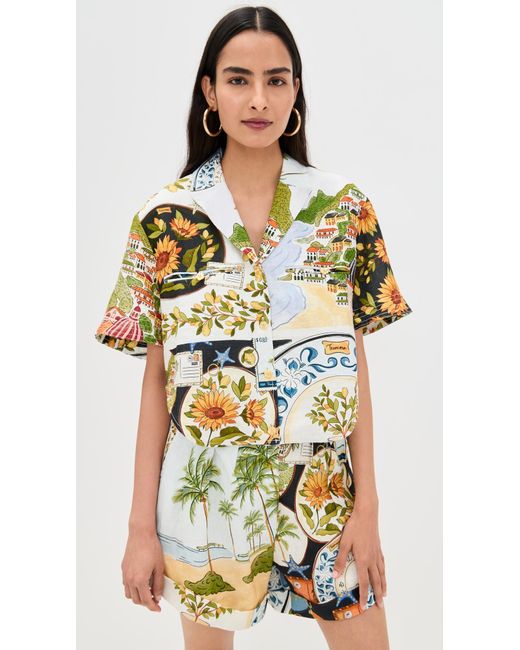 Farm Rio Multicolor Printed Button Down Top
