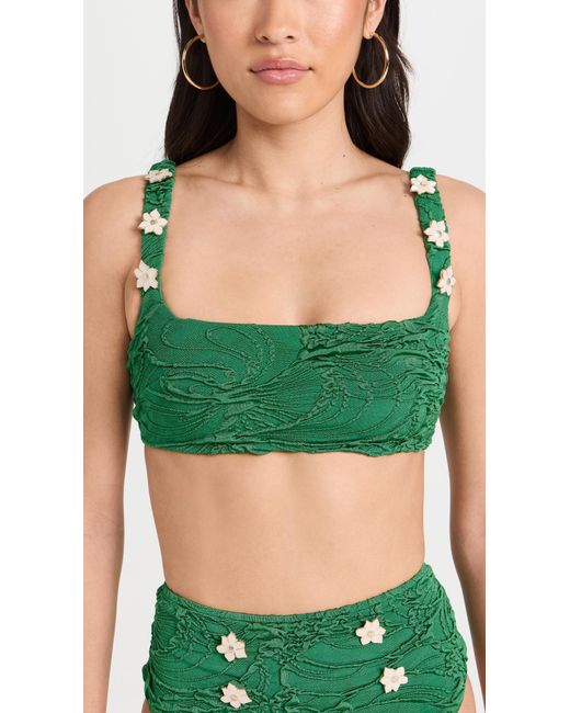 PATBO Green Jacquard Quare Neck Bikini Top Eerald