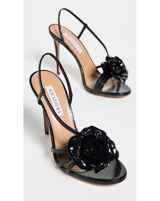 Aquazzura Black Paris Rose Sandals 105mm