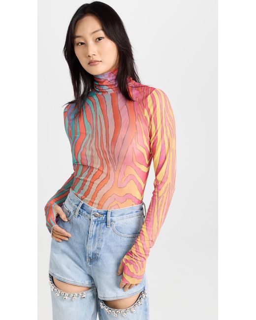 AFRM Zadie Turtleneck Long Sleeve Mesh Top | Lyst