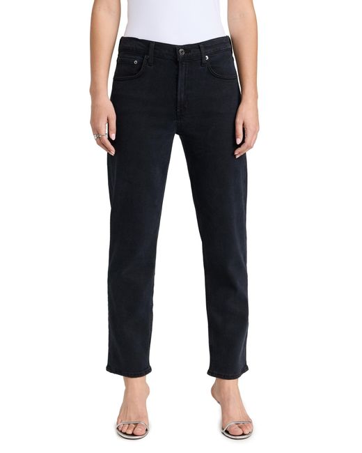 Agolde Black Kye Mid Rise Straight Crop Jeans