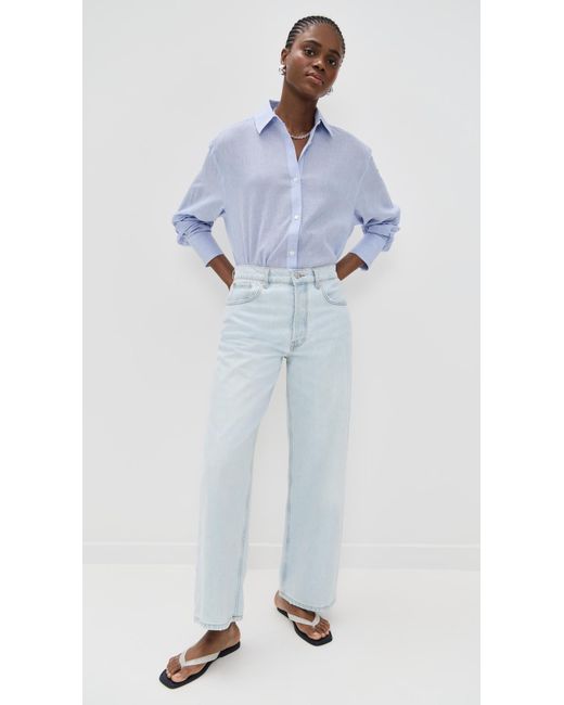 Anine Bing Blue And Mini Stripe Plaza Shirt